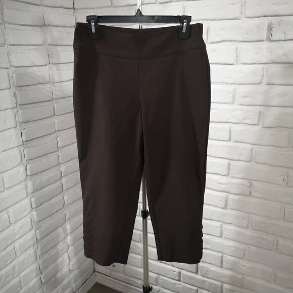 Denver Hayes Pants - Denver Hayes Ladies Size 6 Dark Brown Pull On Style Capri Pants